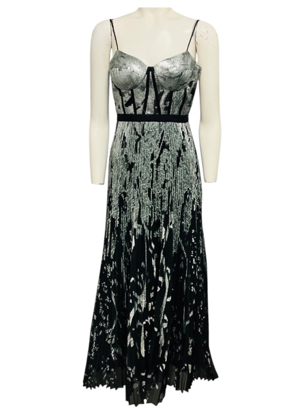 SIMKHAI SILVER METALLIC BRIELLE BUSTIER GOWN
